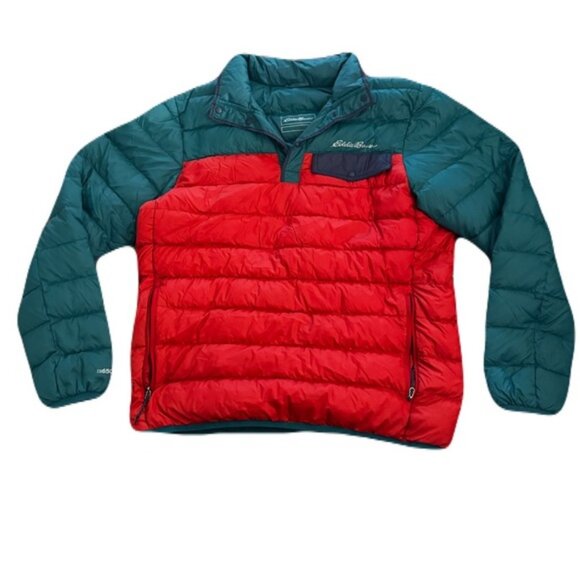 EDDIE BAUER EB650 Nylon 3 Snap Pullover Down Puffer Jacket Men’s Size M - Picture 2 of 13